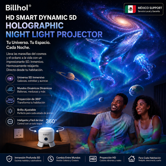 🔥 Último día: 70% de descuento丨Billhol® Proyector de Luz Nocturna 5D — Cielo Estrellado y Océano Holográfico Inteligente 🌠