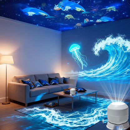 🔥 Último día: 70% de descuento丨Billhol® Proyector de Luz Nocturna 5D — Cielo Estrellado y Océano Holográfico Inteligente 🌠