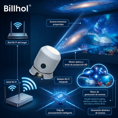 🔥 Último día: 70% de descuento丨Billhol® Proyector de Luz Nocturna 5D — Cielo Estrellado y Océano Holográfico Inteligente 🌠
