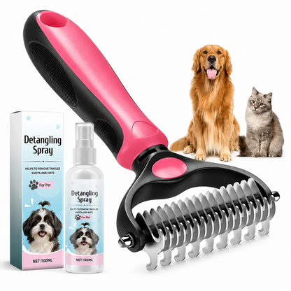 🐾 Double-Sided Deshedding Pet Brush – Dual-Sided, Ergonomic & Gentle for Dogs & Cats 🐶
