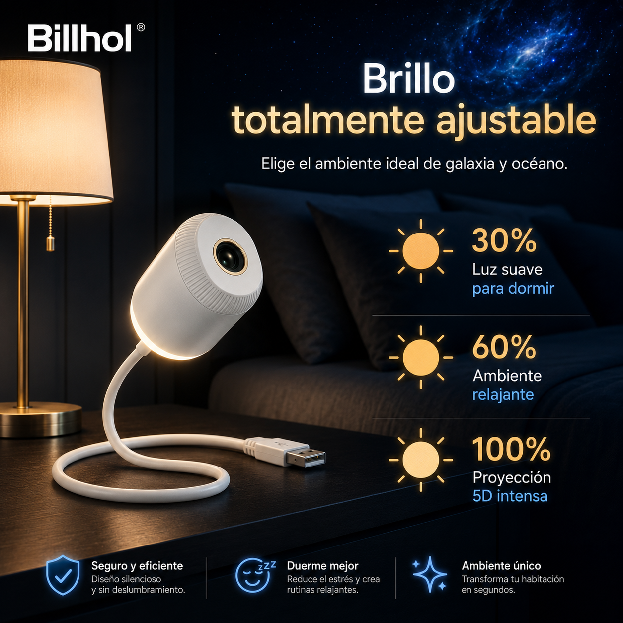 Billhol® Proyector de Luz Nocturna - Proyector Estelar Holográfico Inteligente🔴