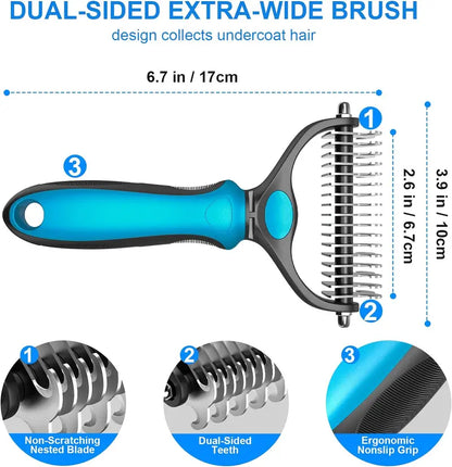 🐾 Double-Sided Deshedding Pet Brush – Dual-Sided, Ergonomic & Gentle for Dogs & Cats 🐶