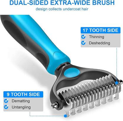 🐾 Double-Sided Deshedding Pet Brush – Dual-Sided, Ergonomic & Gentle for Dogs & Cats 🐶